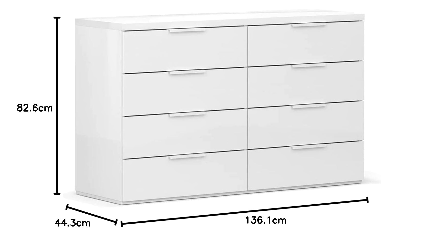 Composad cassettiera 8 cassetti bianco laccato