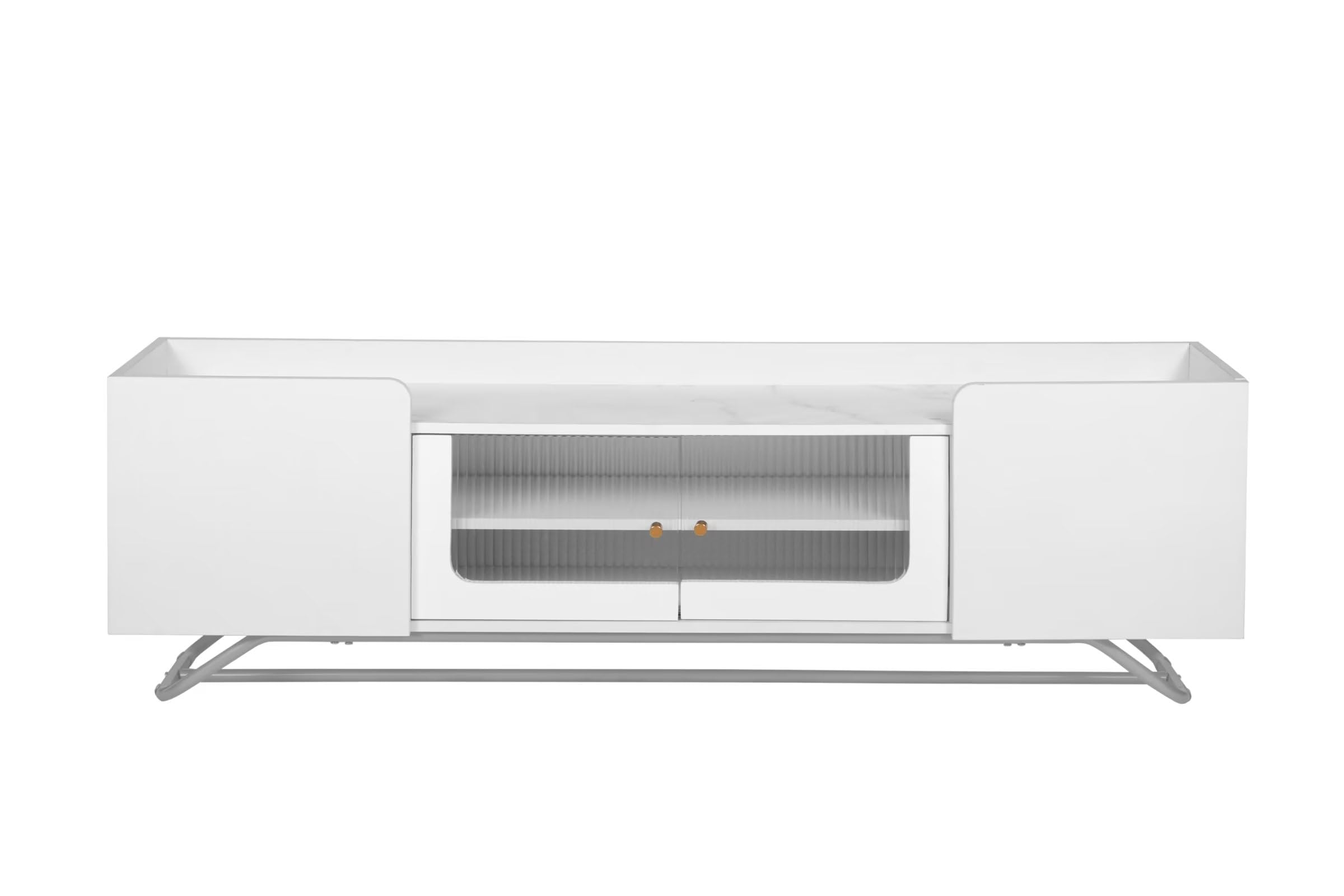 Dolamaní Mobile TV 150 cm Bianco Ante Vetro Effetto Marmo
