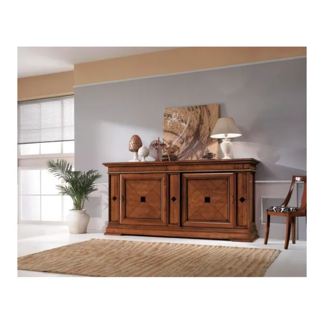 EPOCANTICA Arte Povera Credenza 2 Porte 2 Cassetti Intarsiata 234 cm