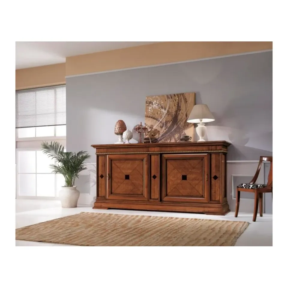 EPOCANTICA Arte Povera Credenza 2 Porte 2 Cassetti Intarsiata 234 cm