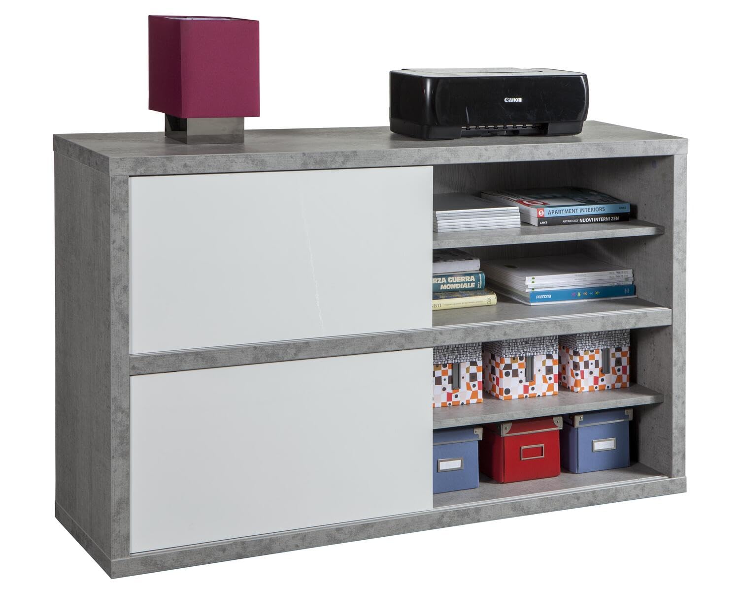 Composad Pratico Mobile Ante Scorrevoli Cemento Bianco 140 cm