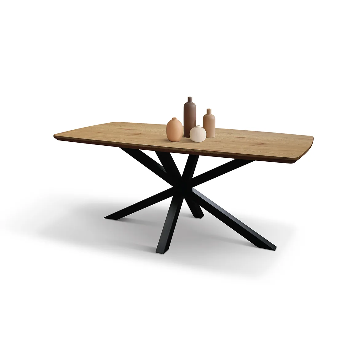 EPOCANTICA Tavolo Fisso Rovere Rustico 180x90 Gambe Metallo Nero