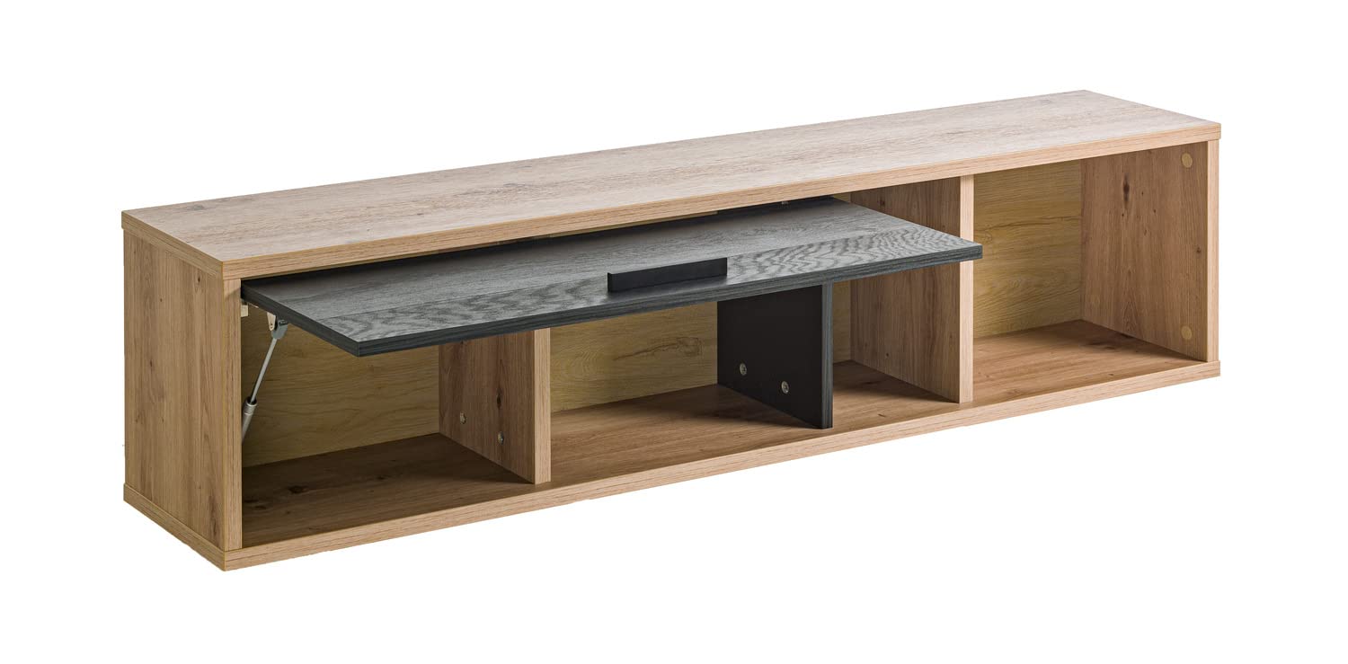 Composad Vitruvia Pensile 150 cm Rovere Miele e Nero 1 Ribalta