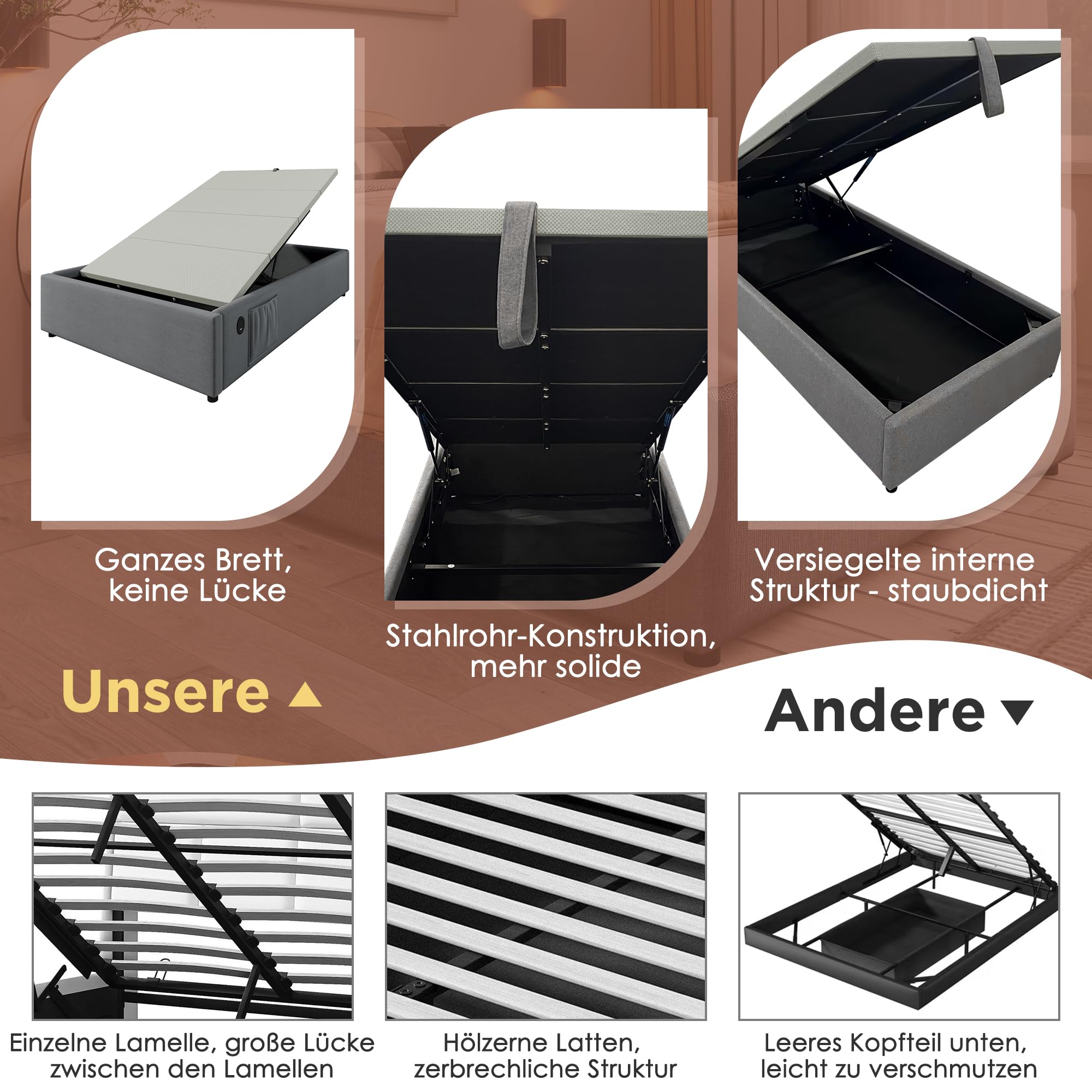 Dolamaní Letto Singolo 90x200 Grigio in Lino senza Testiera