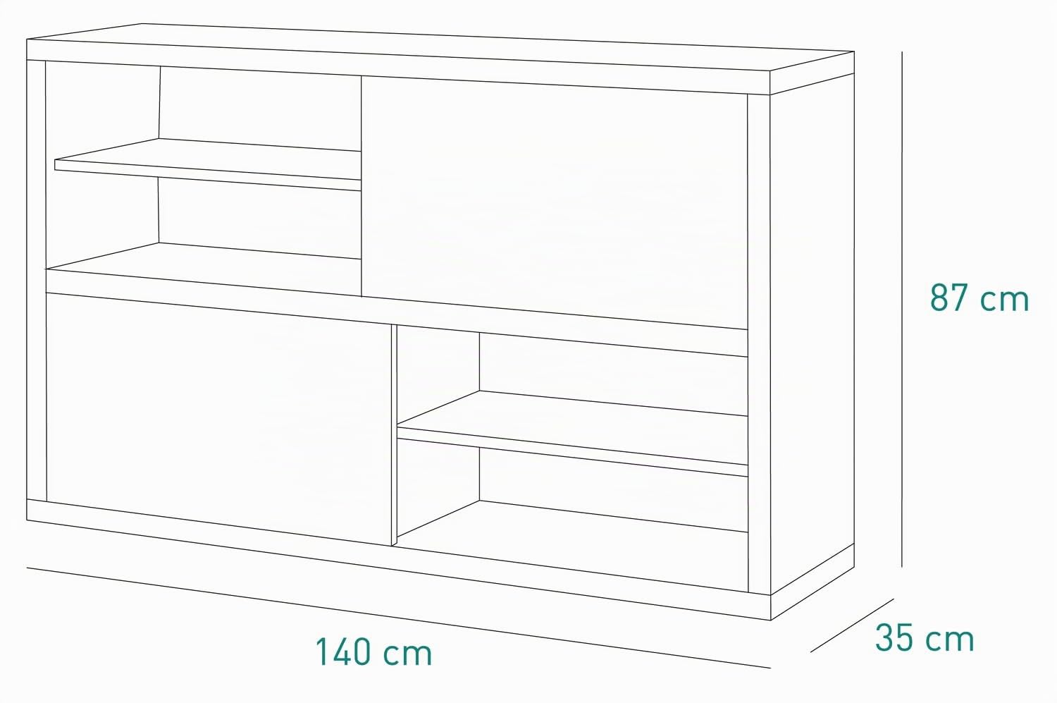 Composad Pratico Mobile Ante Scorrevoli Cemento Bianco 140 cm
