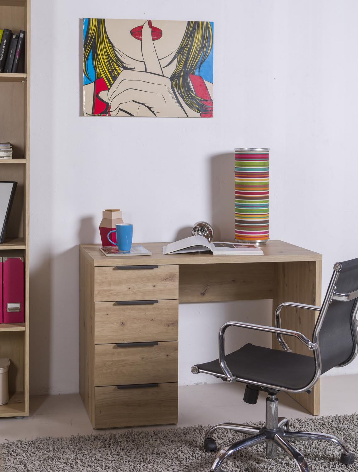 Composad Espresso scrivania 110 cm rovere mielato 4 cassetti