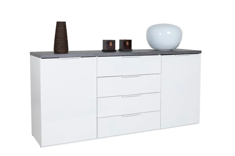 Composad Mundi Madia 4 Cassetti 2 Ante Grigio Tadao Bianco