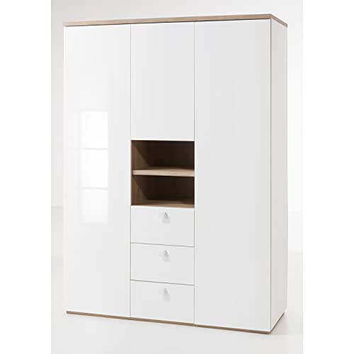 Composad Globo Armadio 3 Ante 3 Cassetti 150 Rovere Bianco