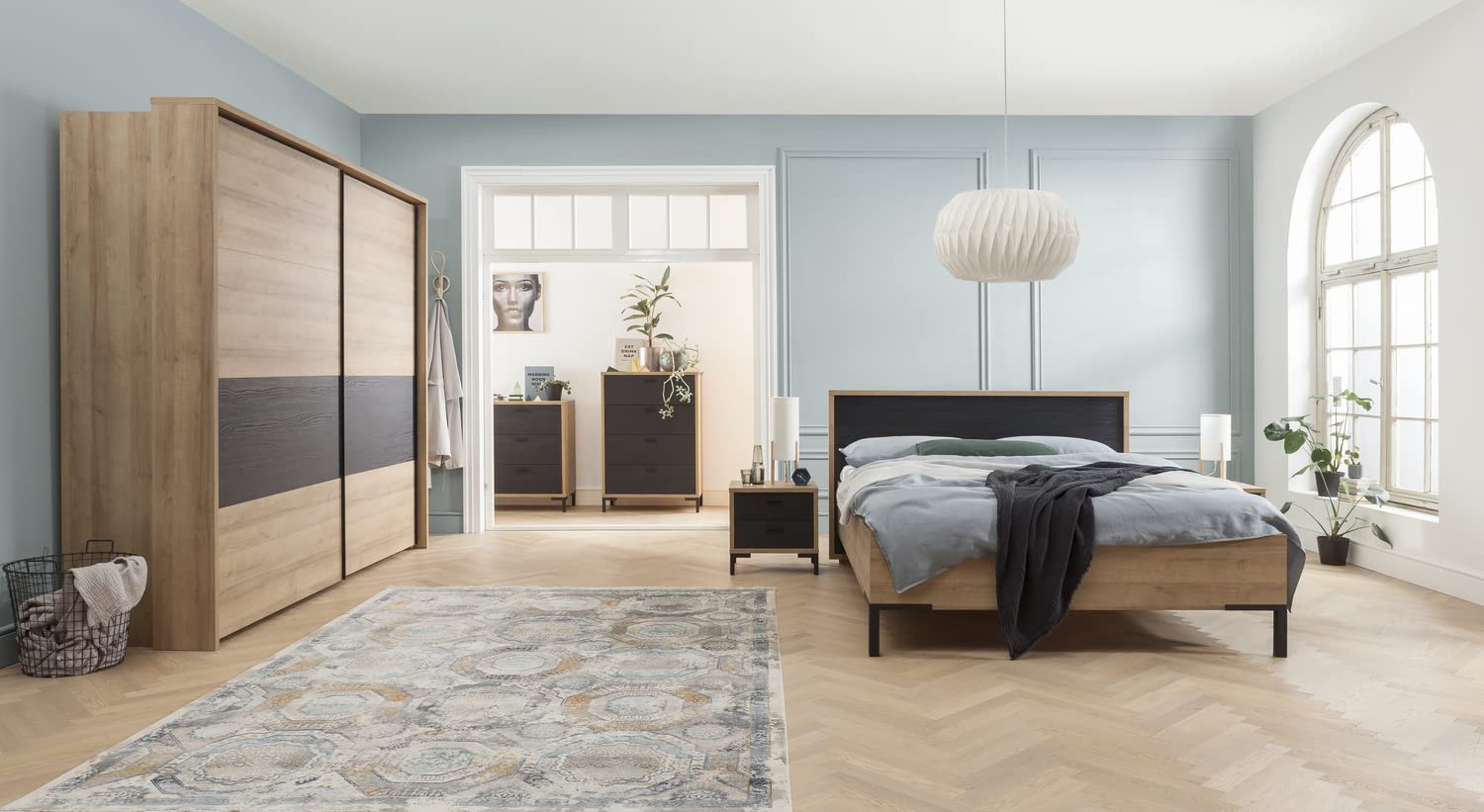 Composad Oronero camera da letto 6 pezzi rovere e nero king size
