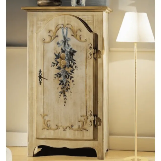 Epocantica Stipo Shabby Anta Curva legno bicolore pelle uovo