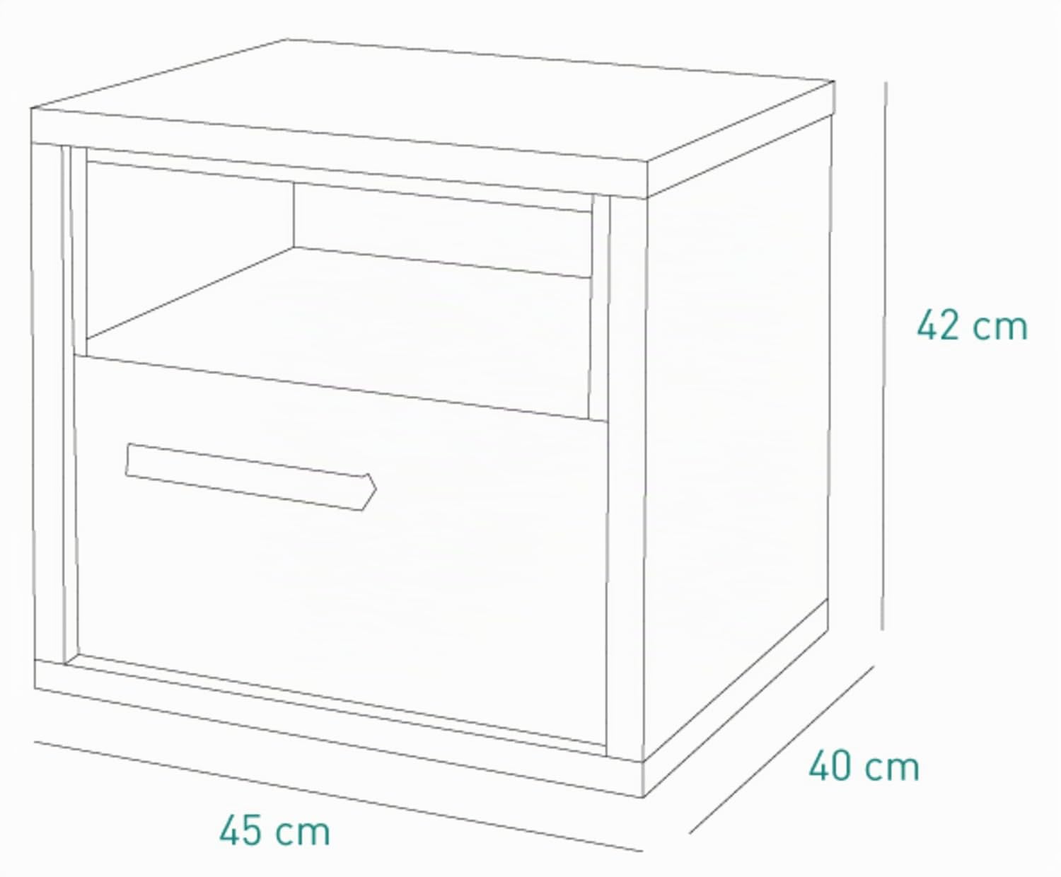 Composad Mi Piace Comodino 1 Cassetto 1 Vano Cemento Bianco
