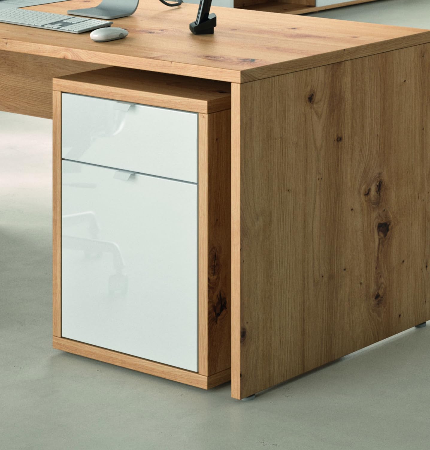 Composad Abile cassettiera ruote bianco rovere 52 cm