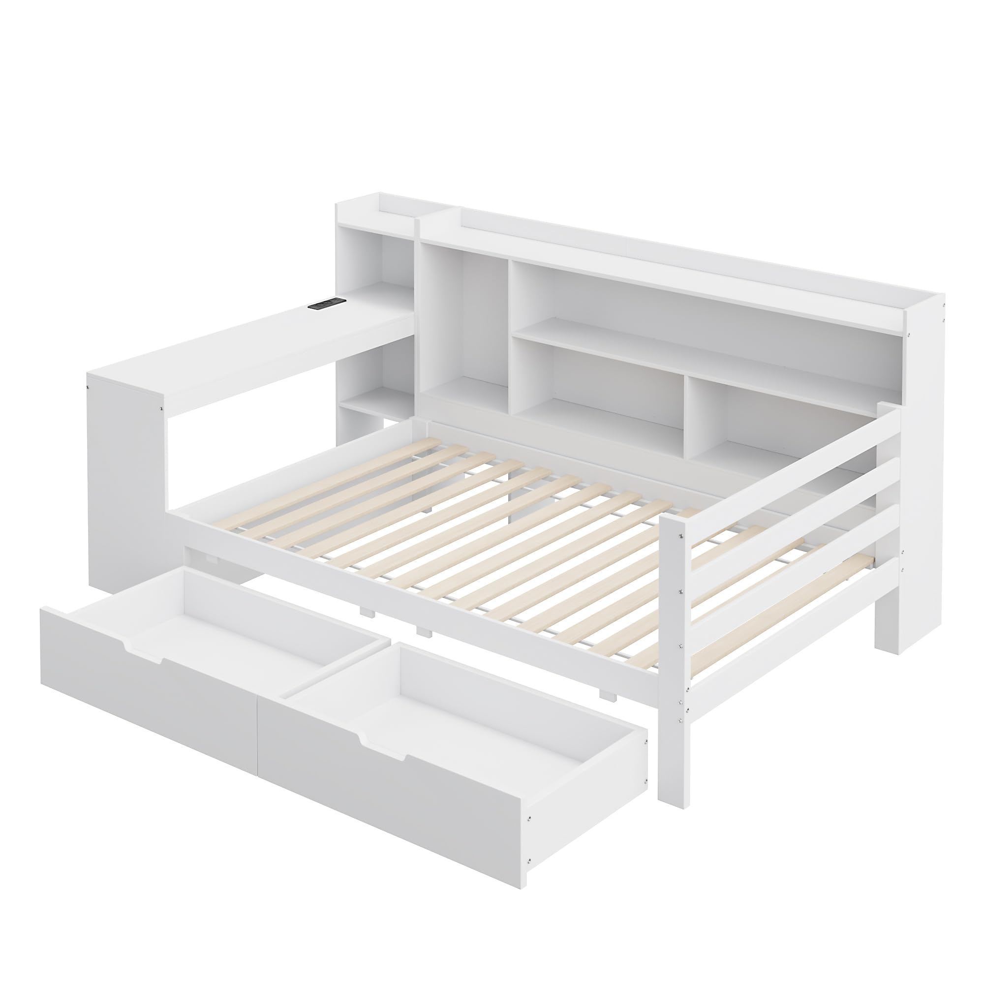 Dolamaní Letto 90x200 con scrivania e cassetti bianco