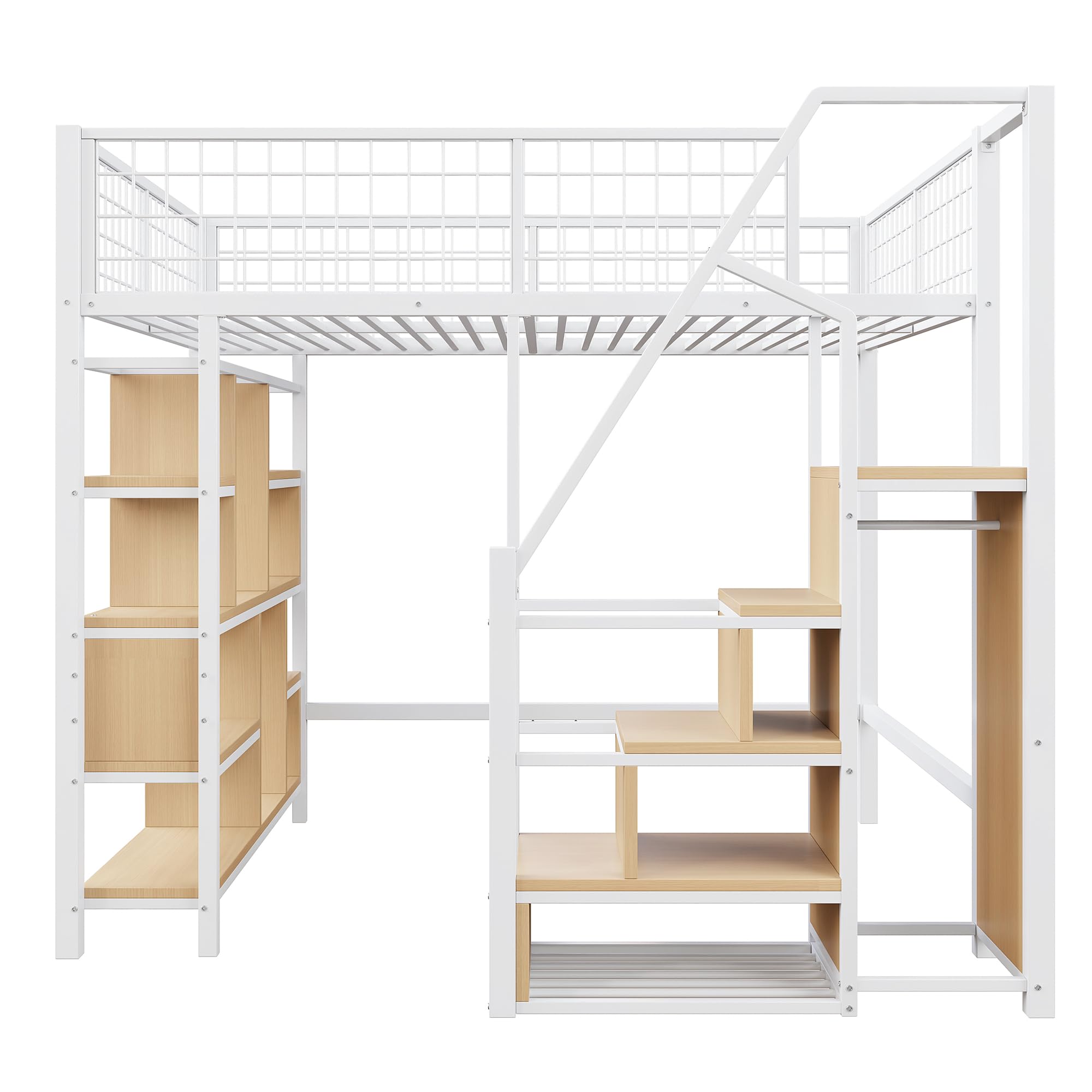 Dolamaní Letto a Soppalco 140x200 con Armadio Bianco in Metallo