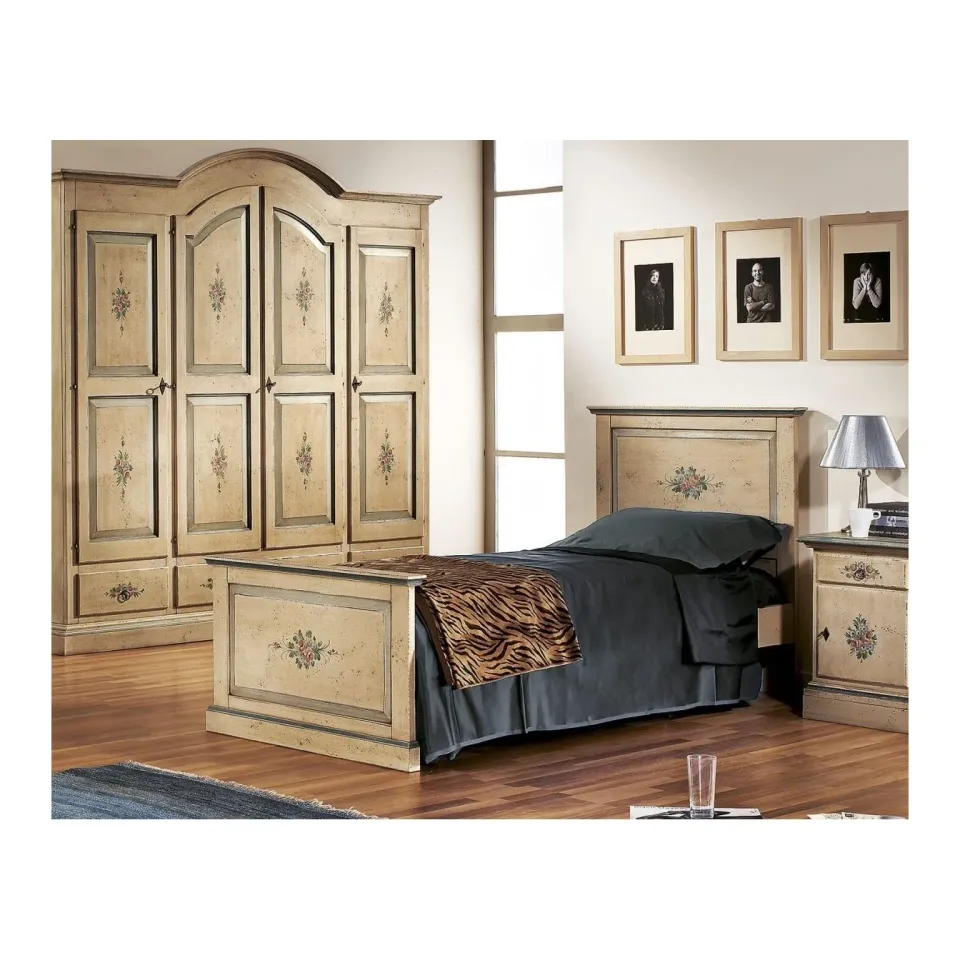 Epocantica Classico letto singolo 90x195 avorio decorato