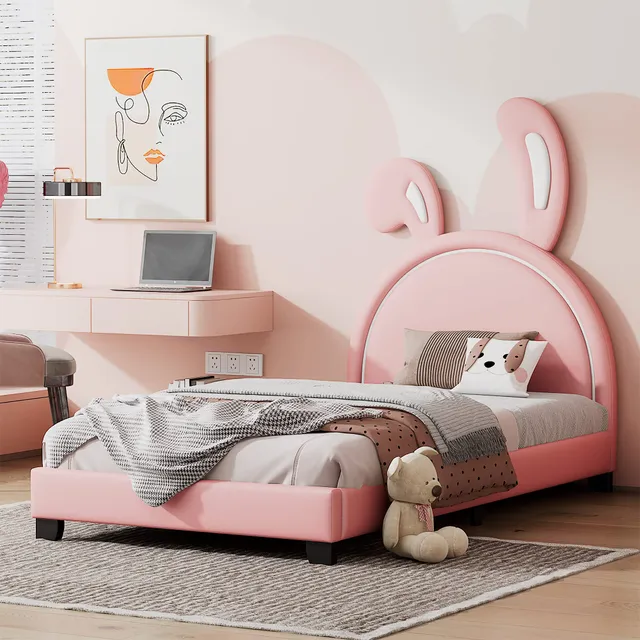 Dolamaní letto bambini rosa 90x200 orecchie coniglio