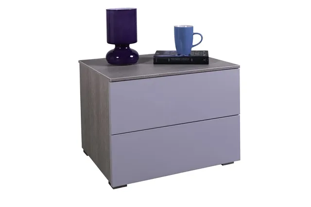 Composad Comodino 2 Cassetti Rovere Grey Oak senza Maniglie