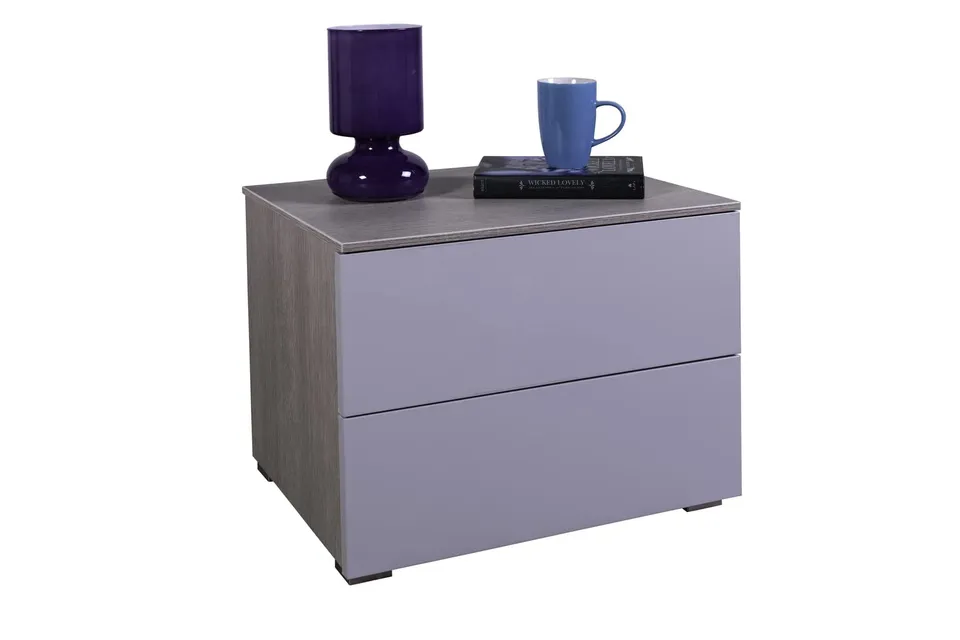 Composad Comodino 2 Cassetti Rovere Grey Oak senza Maniglie