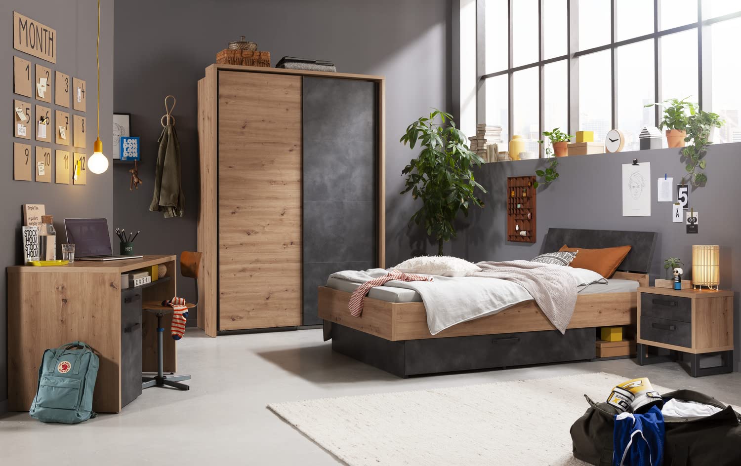 Composad Lafabrica Letto 1 Piazza e Mezza 127 cm rovere grigio