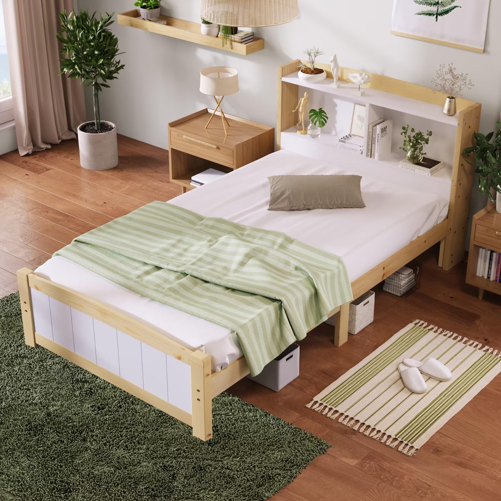 Dolamaní letto singolo 90x200 pino con testiera libreria