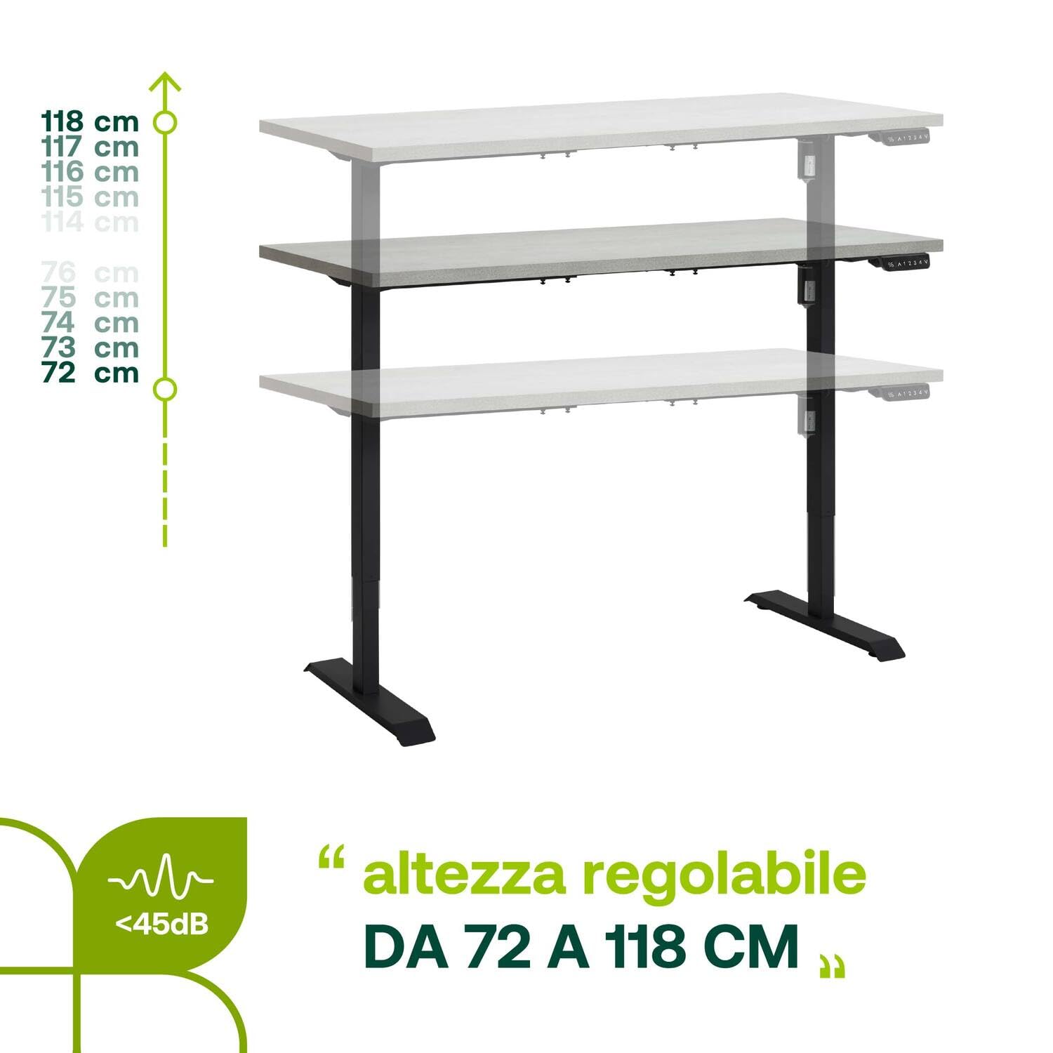 Composad Energia scrivania elettrica 150x69 cemento nero
