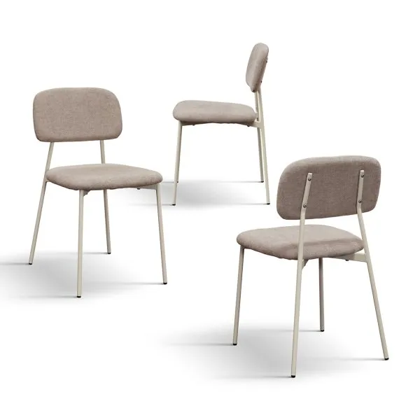 EPOCANTICA Sedia Imbottita Tessuto Set 4 Pezzi Grigio Metallo