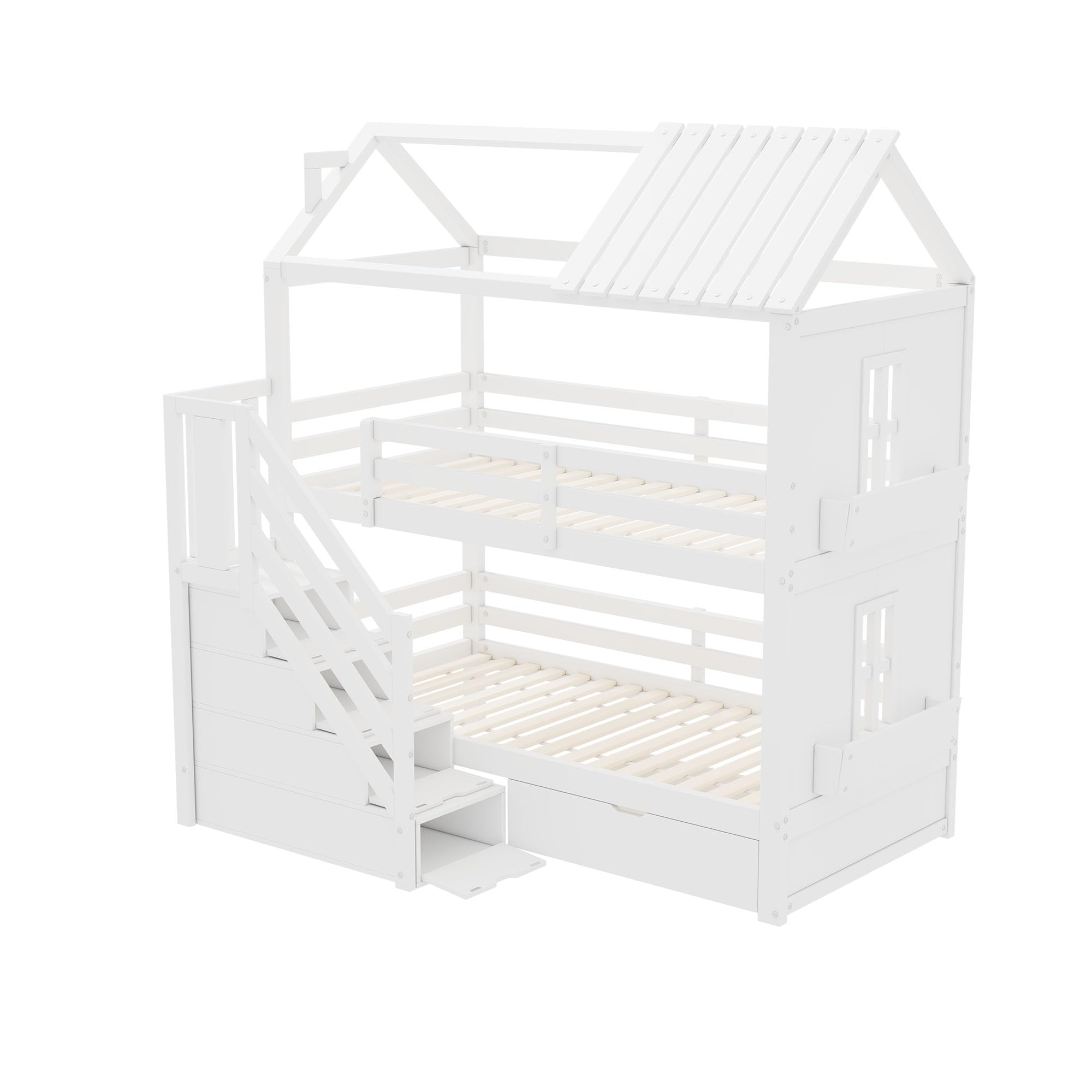 Dolamaní letto a castello bambini bianco 90x200 pino