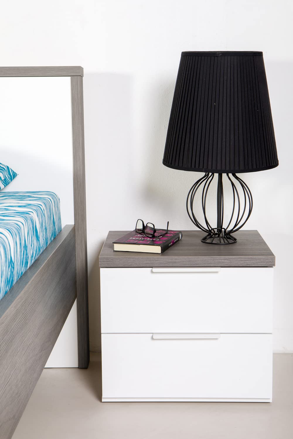 Composad Mundi Bedroom comodino 2 cassetti rovere bianco