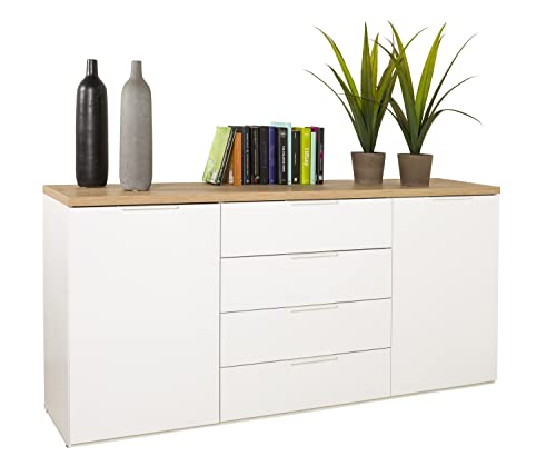 Composad Mundi Madia 2 Ante 4 Cassetti Rovere Mielato Bianco