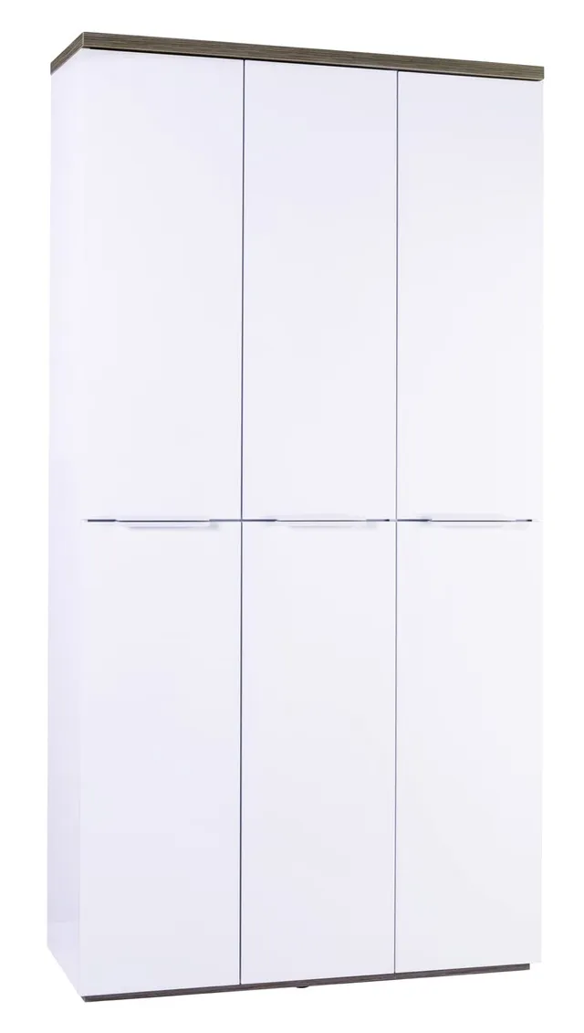 Composad Mundi Armadio 6 Ante Rovere Bianco Ripiani