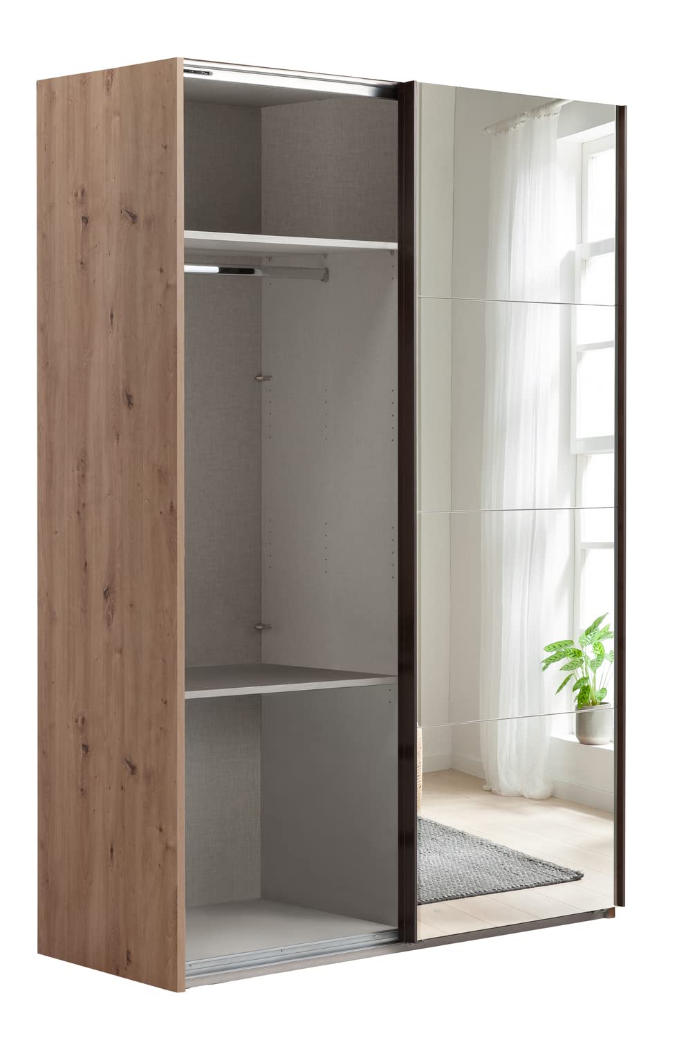 Composad Systema armadio 2 ante scorrevoli 150 specchio rovere bianco