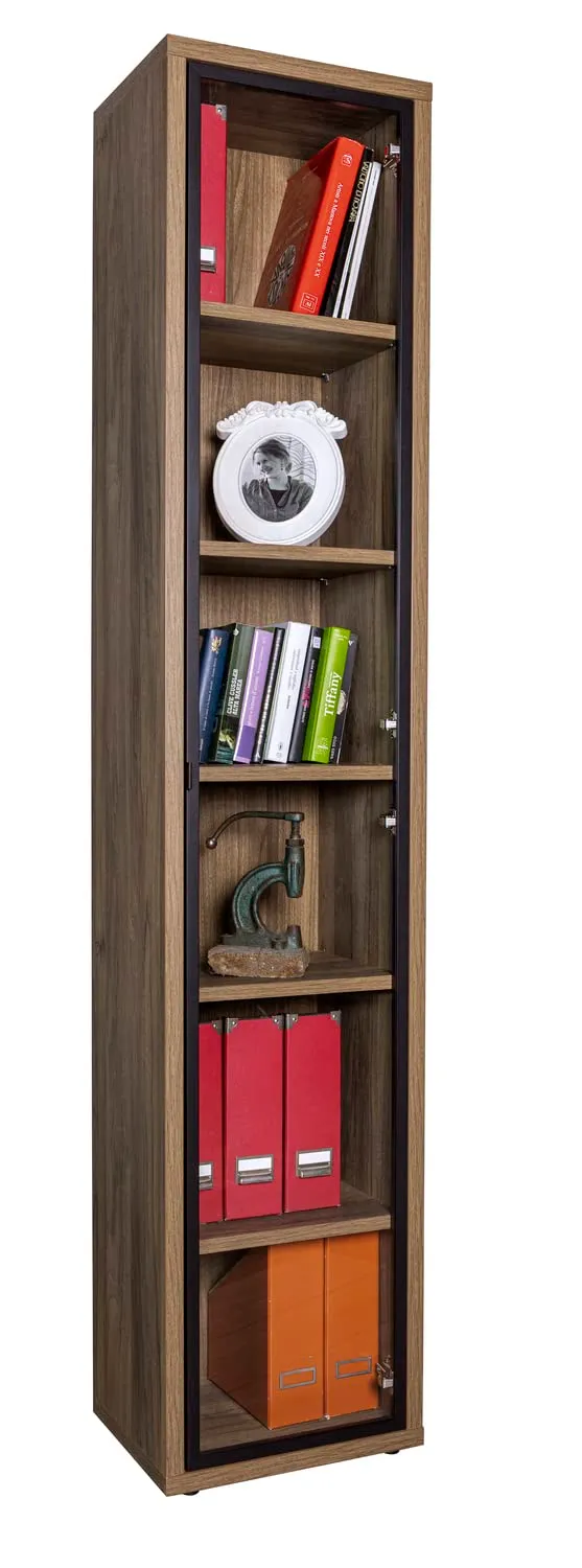 COMPOSAD DAVINCI Libreria Colonna 1 Anta Vetro Noce