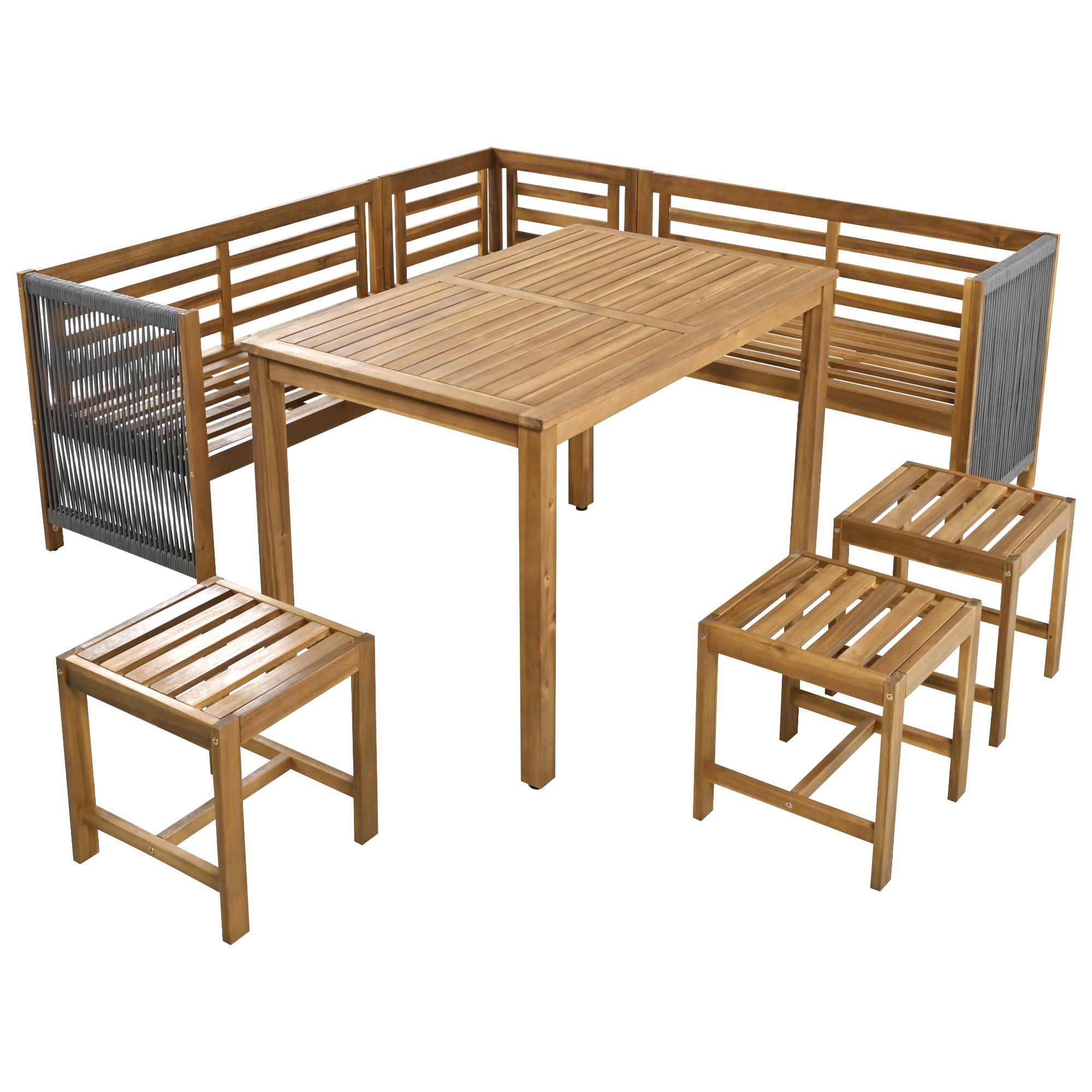 Dolamaní set giardino 8 posti rattan beige divano tavolo