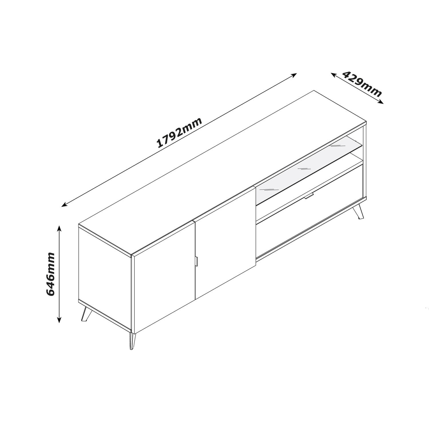 Composad Infinito Mobile TV 179 cm Grigio Titanio Noce