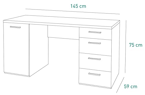 Composad Moneta scrivania 145 grigio cemento 4 cassetti