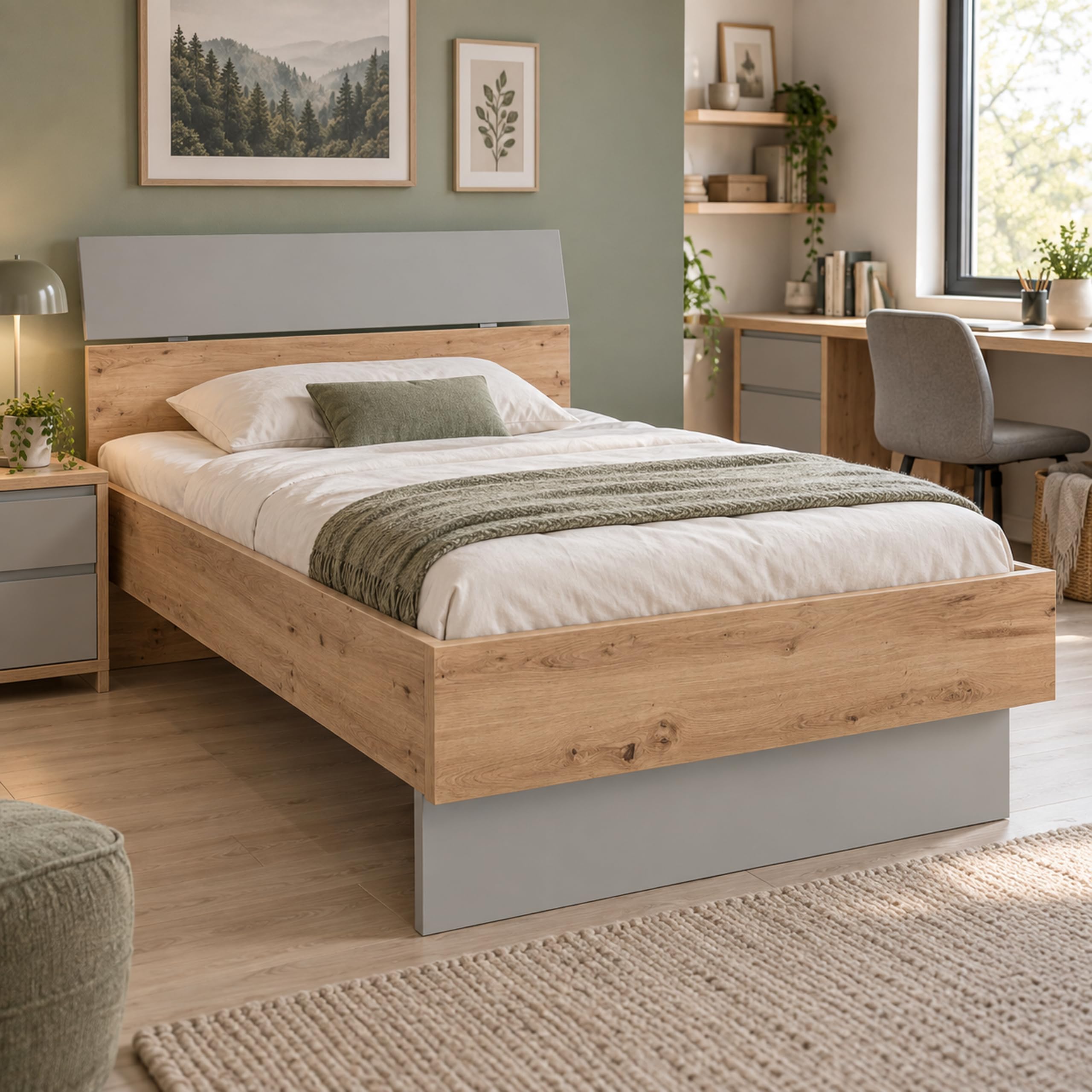 Composad Lafabrica letto una piazza e mezza rovere grigio