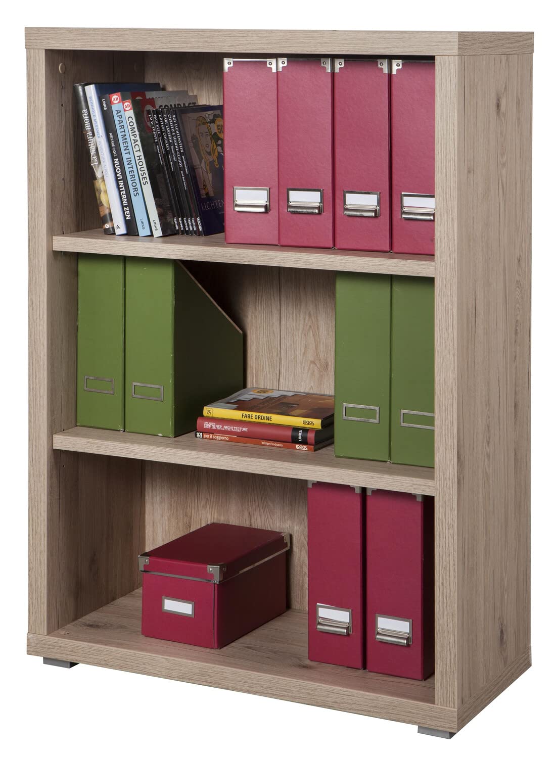 Composad Stampa Libreria Bassa 2 Ripiani Rovere Bordeaux 80 cm