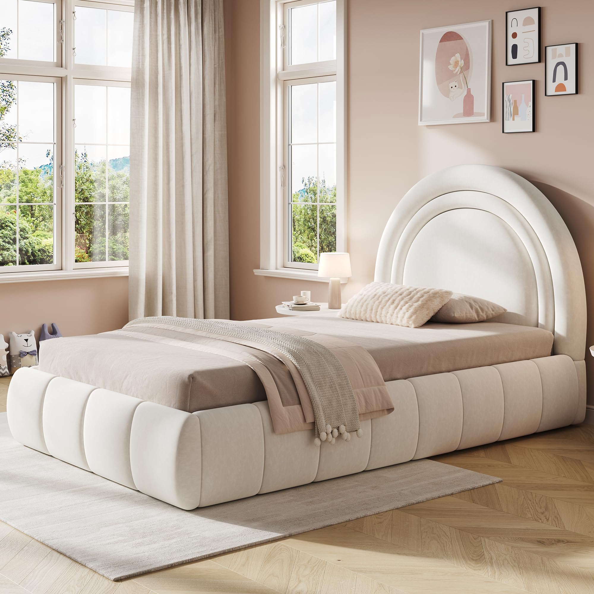 Dolamaní Letto singolo 90x200 beige velluto contenitore