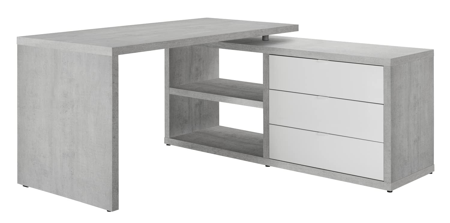 Composad Pratico Scrivania angolare 140x150 cemento bianco