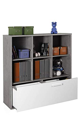 Composad Mipiace libreria cemento e bianco lucido