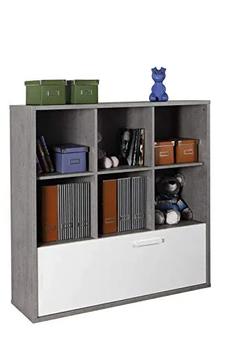 Composad Mipiace libreria cemento e bianco lucido