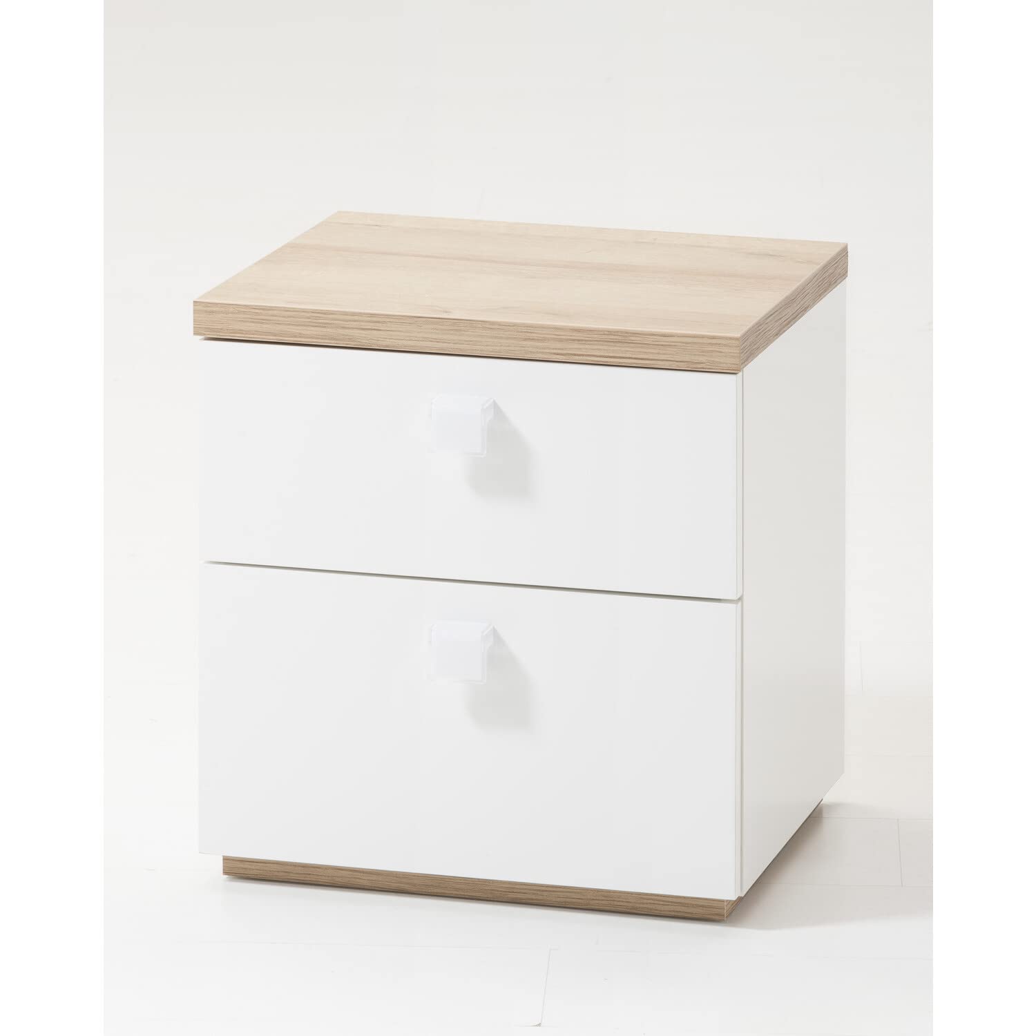 Composad Globo Comodino 2 Cassetti Rovere Bianco 45x48 cm