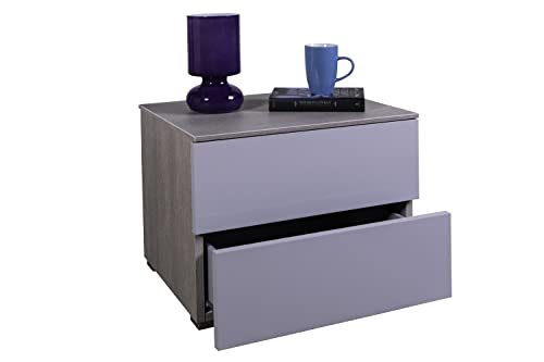 Composad Comodino 2 Cassetti Rovere Grey Oak senza Maniglie