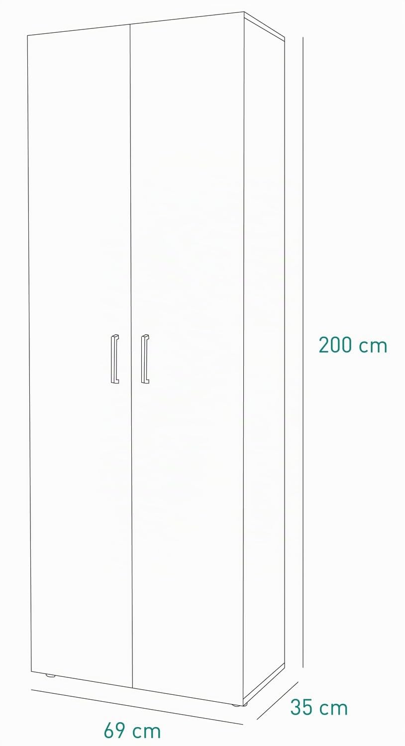 Composad Flow armadio 2 ante grigio cemento 69x200 cm