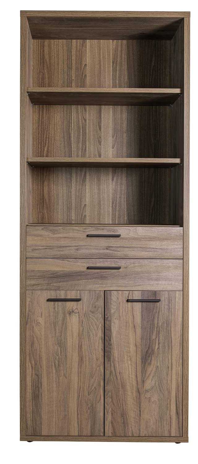 Composad Davinci Brera libreria alta 2 ante 2 cassetti noce