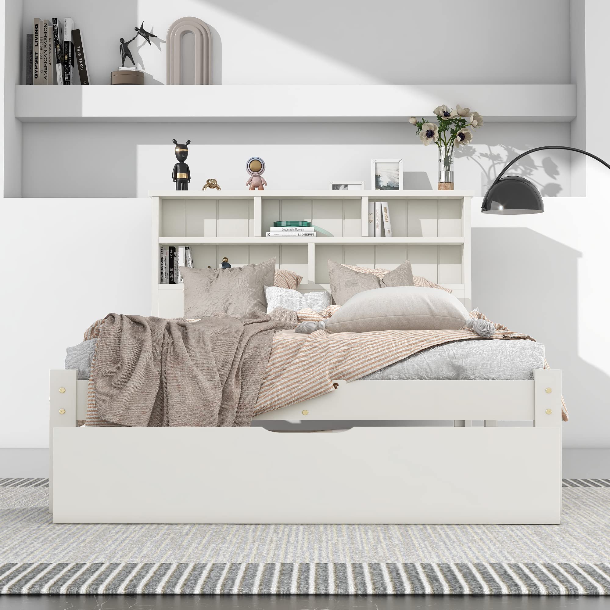 Dolamaní Letto Singolo Bianco 90x200 con Cassetti Legno