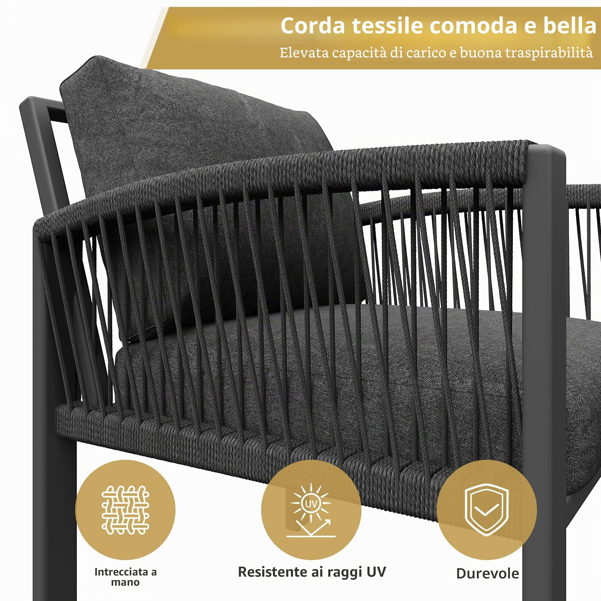 Dolamaní Set Mobili da Giardino Grigio 8 Posti con Cuscini