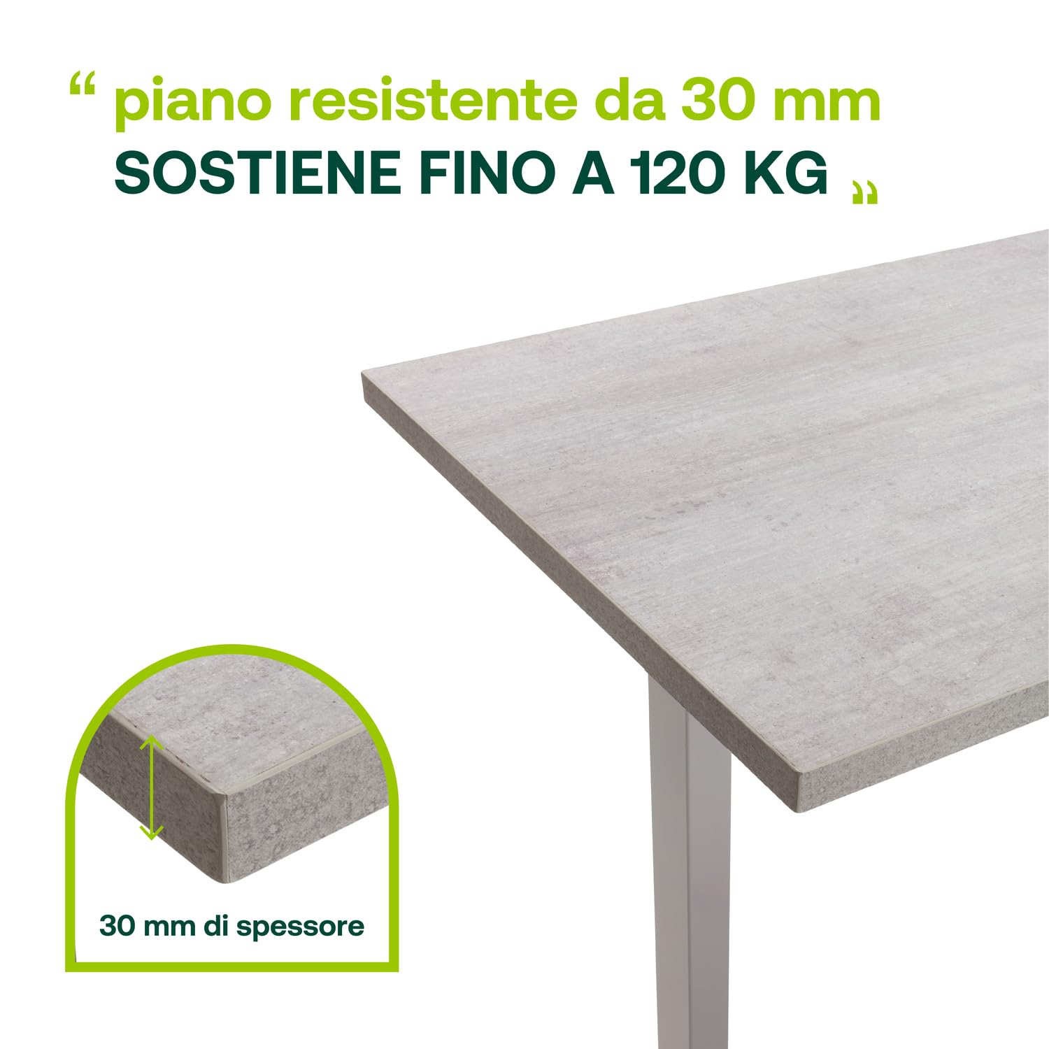 Composad Energia scrivania elettrica 150x69 cemento bianco