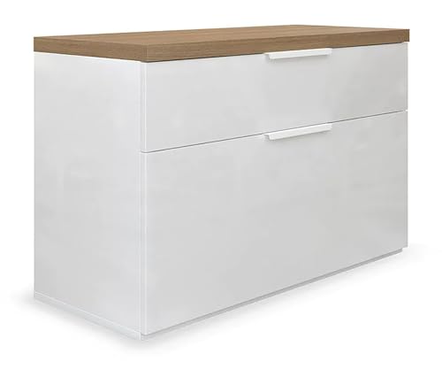 Composad 1 Cassetto 1 Ribalta Scarpiera Ingresso Bianco Rovere