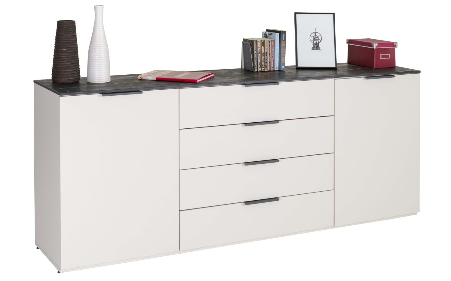 Composad Brina Madia 200 cm 2 Ante 4 Cassetti Grigio